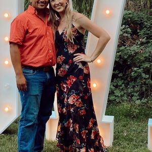 Lulus black floral maxi dress